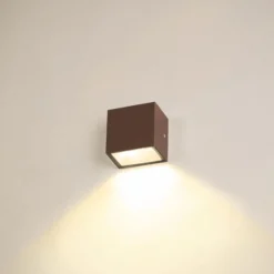 SLV Sitra Single LED ulkoseinävalaisin alas, ruosteinen