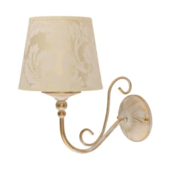 Sofia Ecrie -seinävalaisin, beige/kultainen, tekstiili, teräs, E27