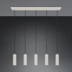 Soka-riippuvalo, vaaleanharmaa, pituus 85 cm, metalli, 5-lamppuinen.