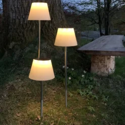 Solini LED-aurinkoenergialla toimiva maapiikkavalaisin, valkoinen/hopea,