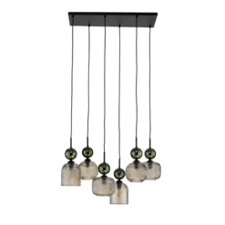 Sophia-riippuvalo, 6-lamppuinen, konjakki/vihreä, pituus 65 cm, E14