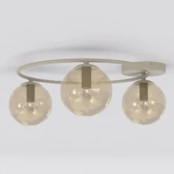 Sopra-kattovalaisin, beige, halkaisija 47 cm, 3-lamppuinen, lasi/metalli, E14
