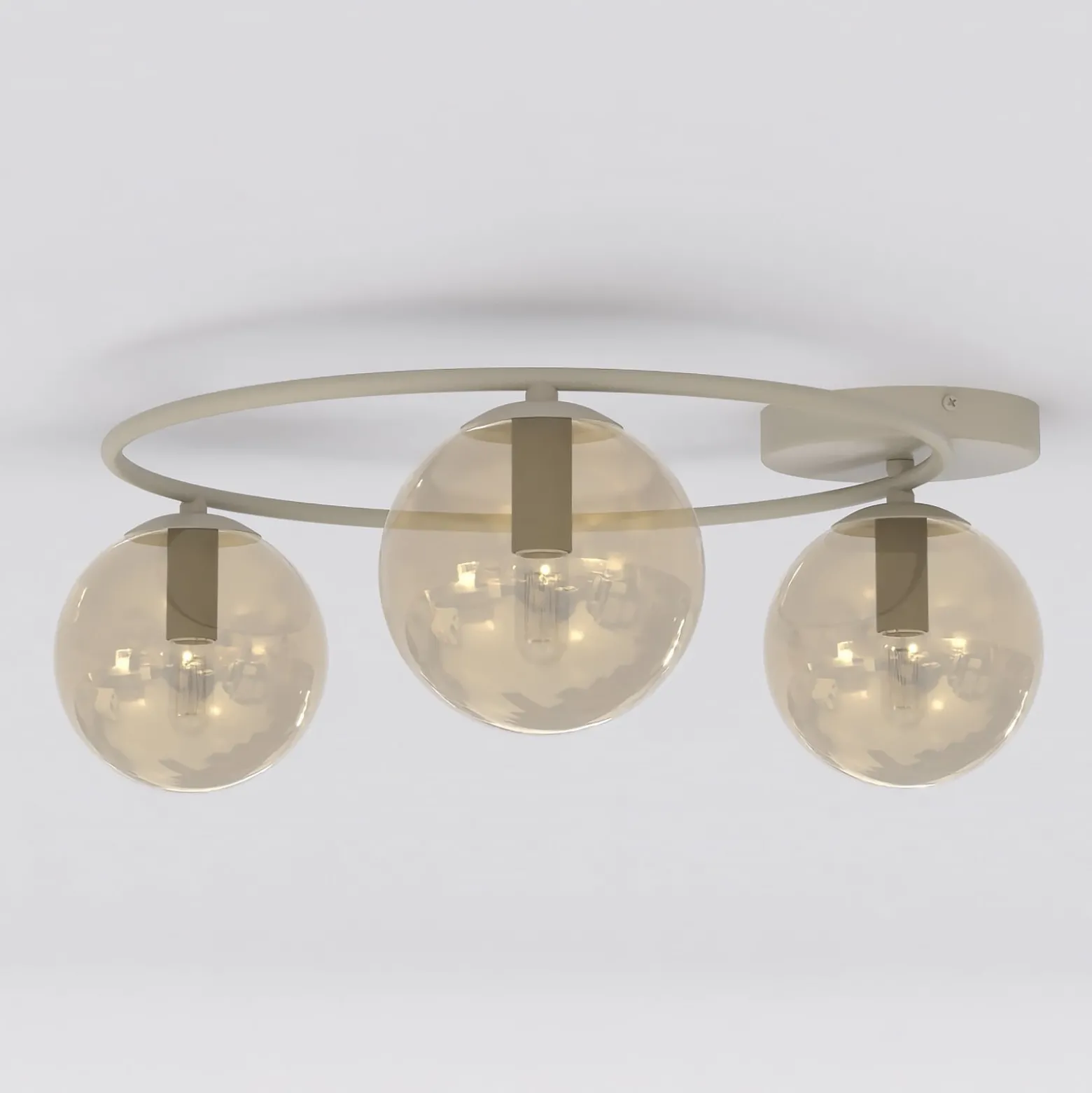 Sopra-kattovalaisin, beige, halkaisija 47 cm, 3-lamppuinen, lasi/metalli, E14