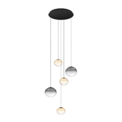 Stars of Light -riippuvalo Pantoja, musta/keltainen, 68 cm, 5-lamppuinen