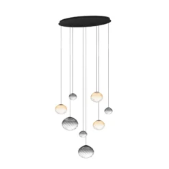 Stars of Light -riippuvalo Pantoja, musta/keltainen, 96 cm, 8-lamppuinen