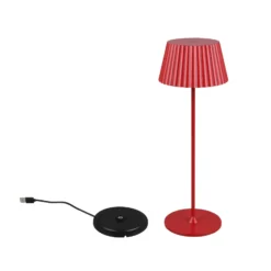 Suarez LED ladattava pöytävalaisin, punainen, korkeus 39 cm, metalli,