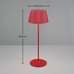 Suarez LED ladattava pöytävalaisin, punainen, korkeus 39 cm, metalli,