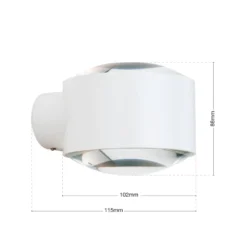 Tatra LED-ulkoseinävalaisin, valkoinen, Ø 10,2 cm, alumiini, ylös/alasvalo