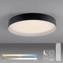 TAVOLI-LED-kattovalaisin, musta, Ø 49 cm, metalli, CCT, himmennettävä
