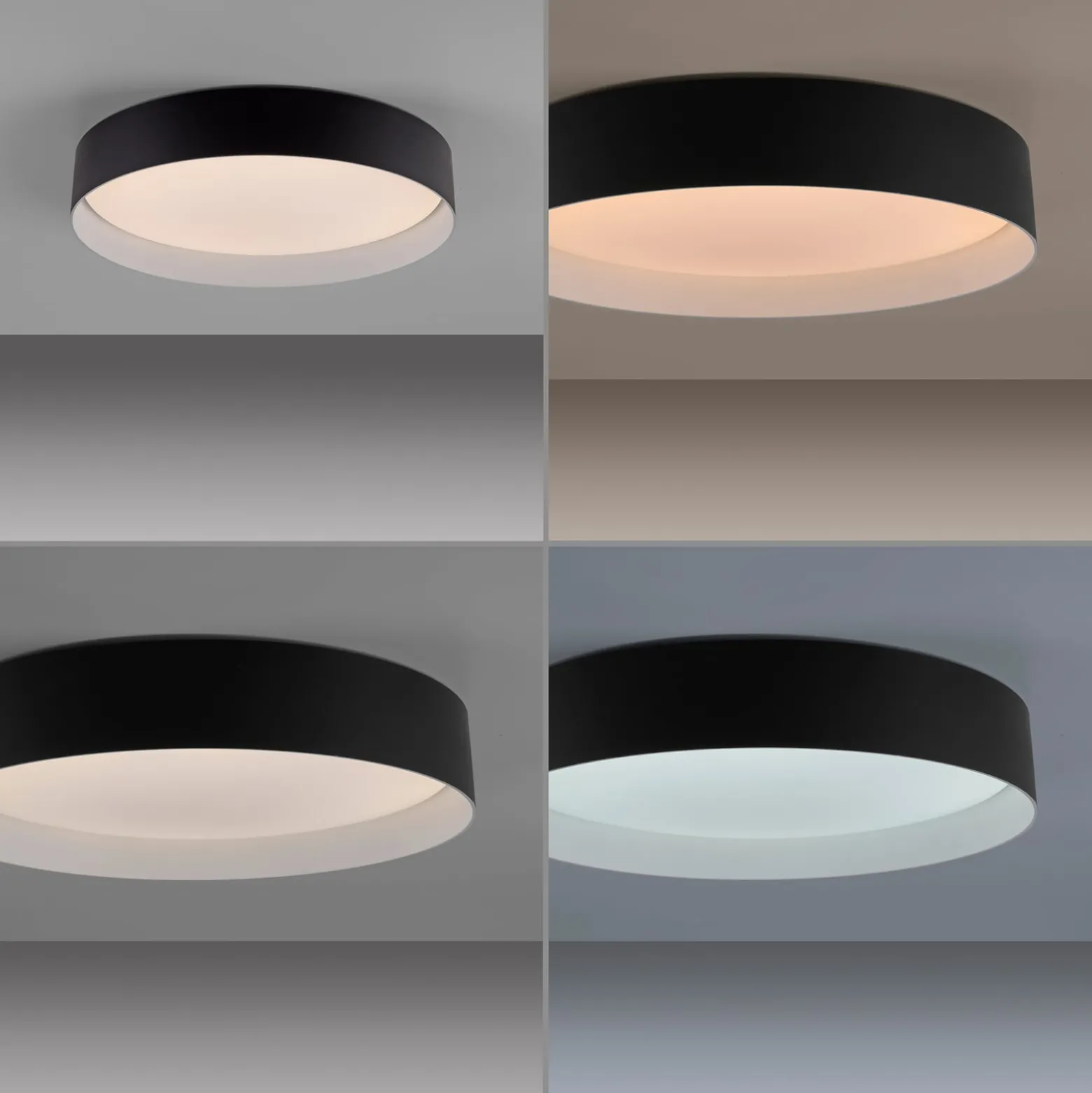 TAVOLI-LED-kattovalaisin, musta, halkaisija 39 cm, metallia, CCT, himmennettävä