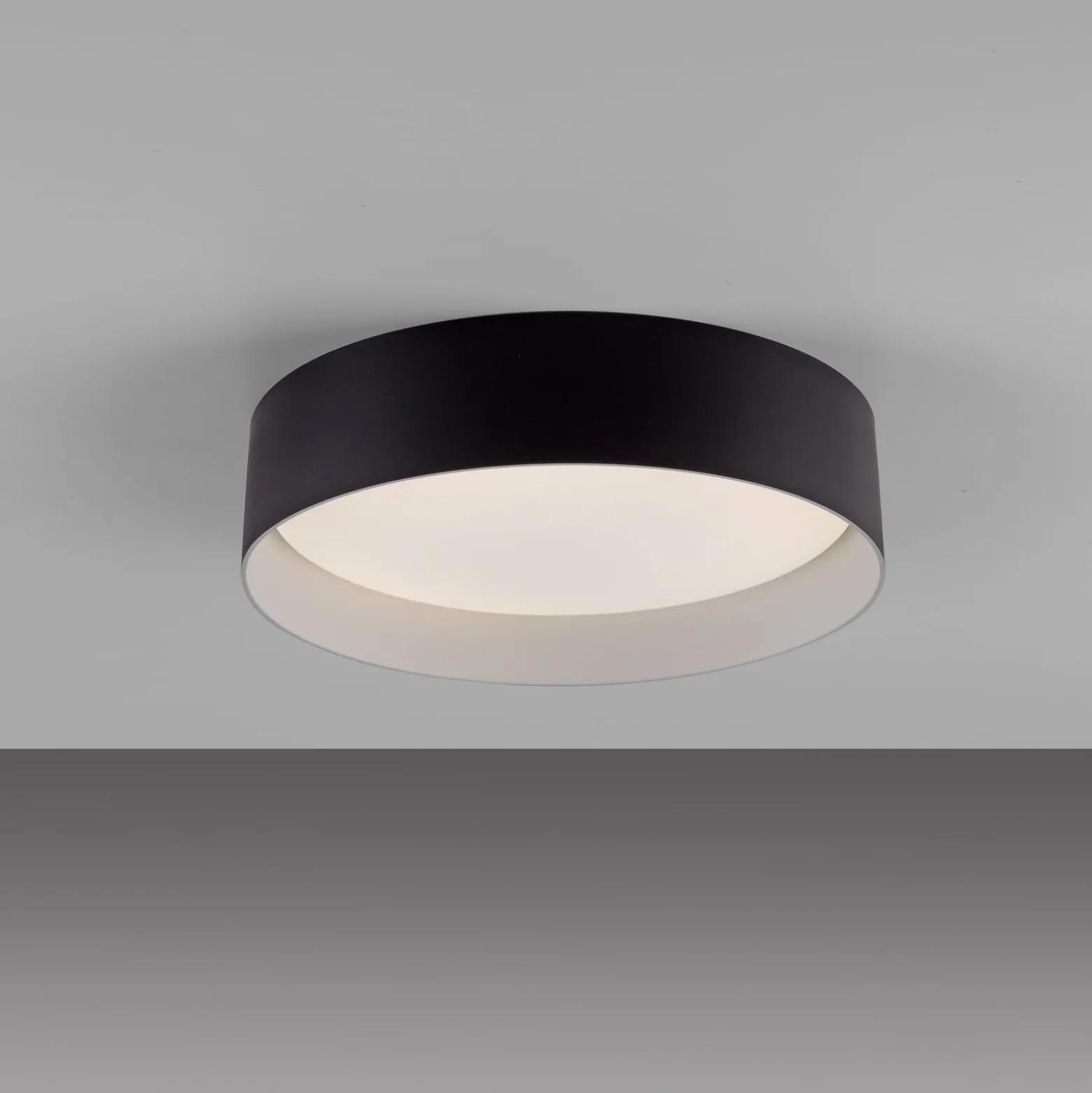 TAVOLI-LED-kattovalaisin, musta, halkaisija 29 cm, metalli, CCT, himmennettävä