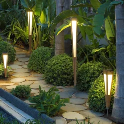 Tecka LED-aurinkolamppu anturilla, 52 cm, teak-puu
