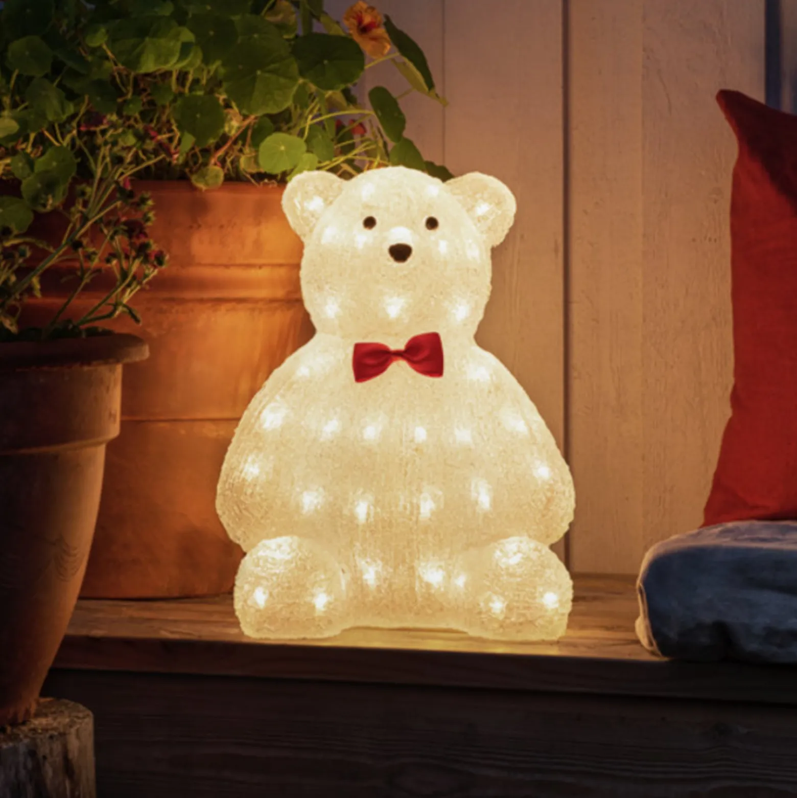Teddykarhu-LED-koristevalo, kirkas IP44, K 38 cm
