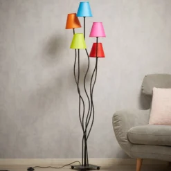 Tekstiililattiavalaisin Colori 5 lamppua värikäs