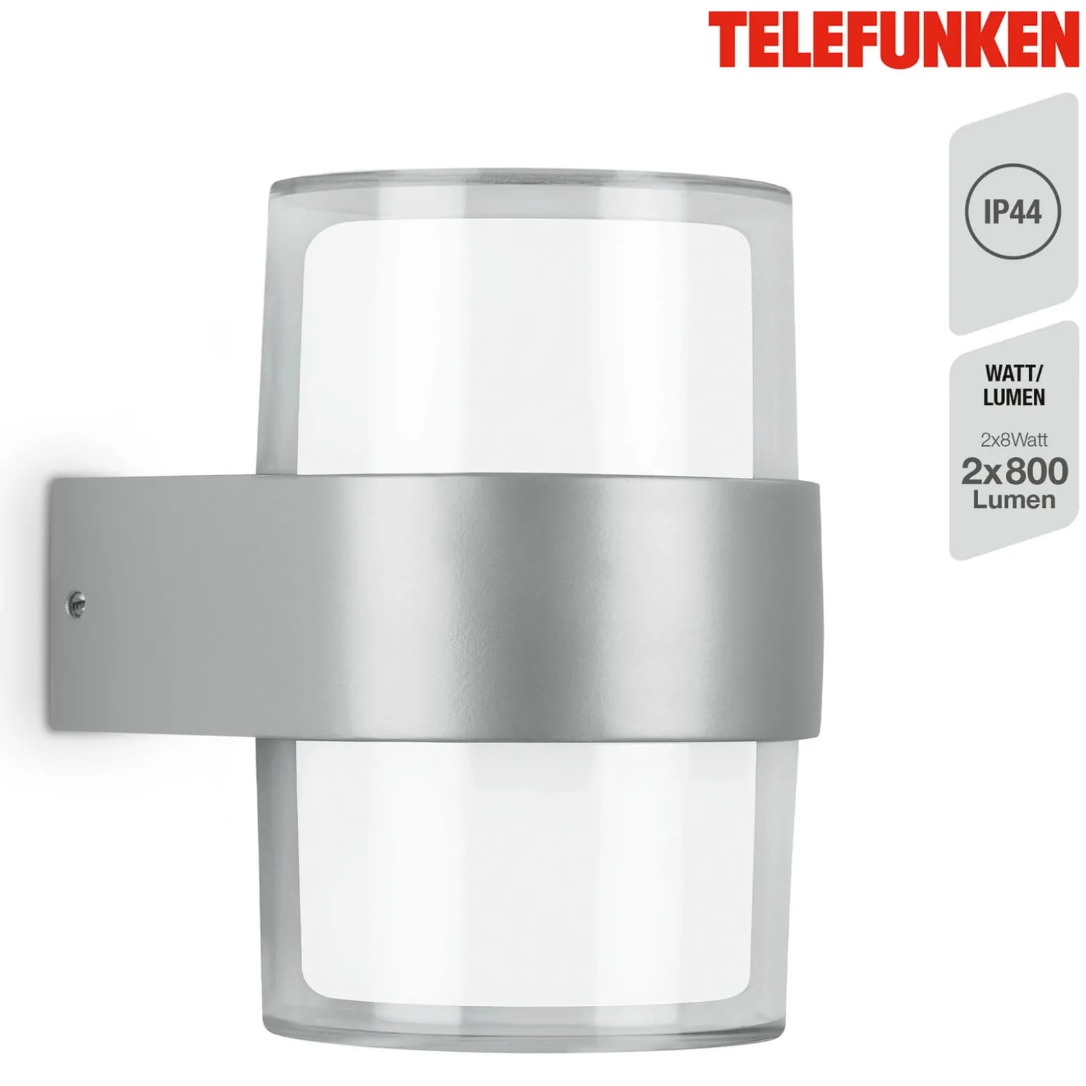 Telefunken Cludu -LED-ulkoseinävalaisin, hopea