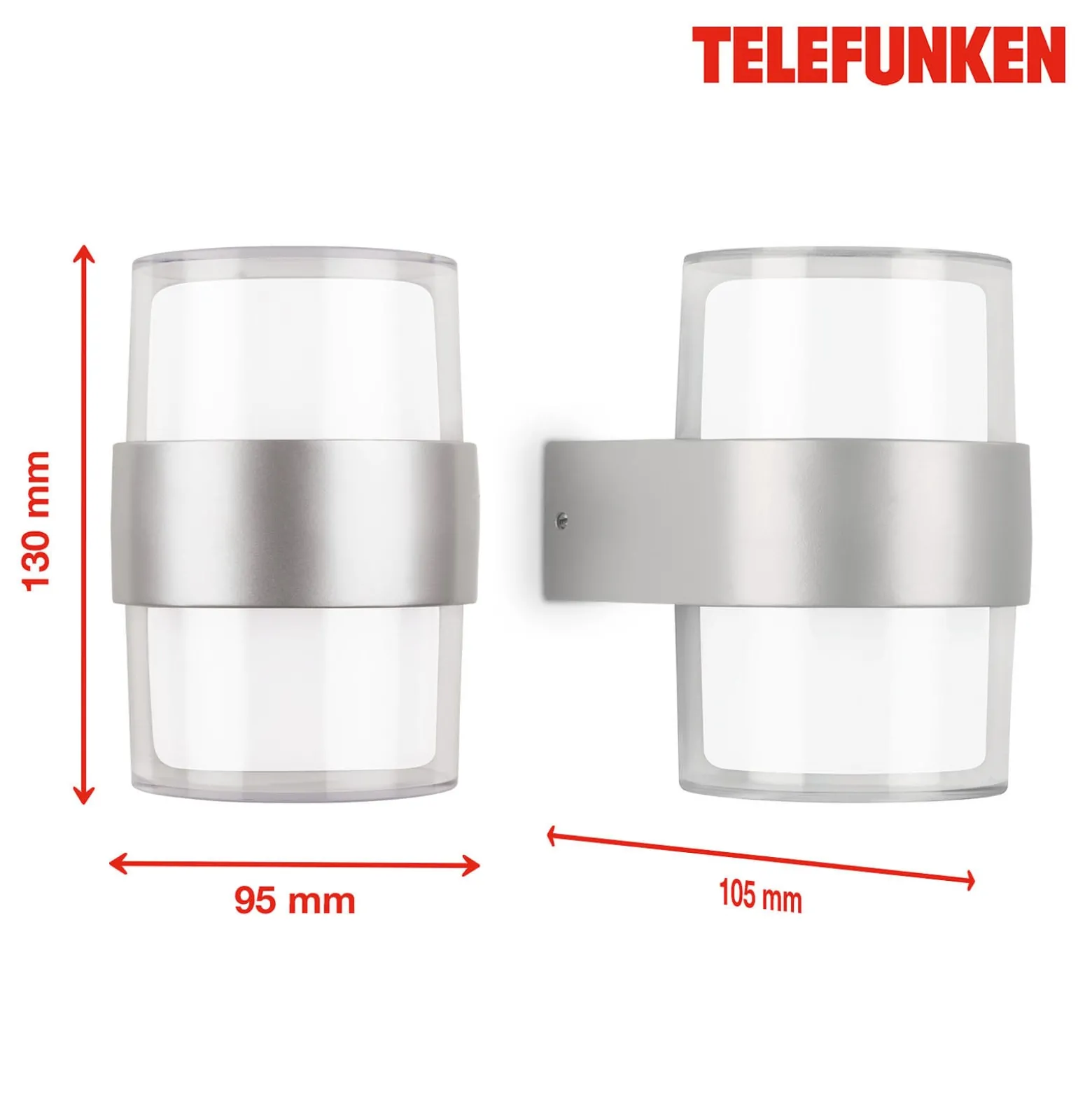 Telefunken Cludu -LED-ulkoseinävalaisin, hopea