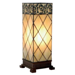 Tiffany-tyylinen Diamond-pöytävalaisin 45 cm