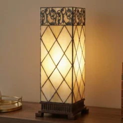 Tiffany-tyylinen Diamond-pöytävalaisin 45 cm