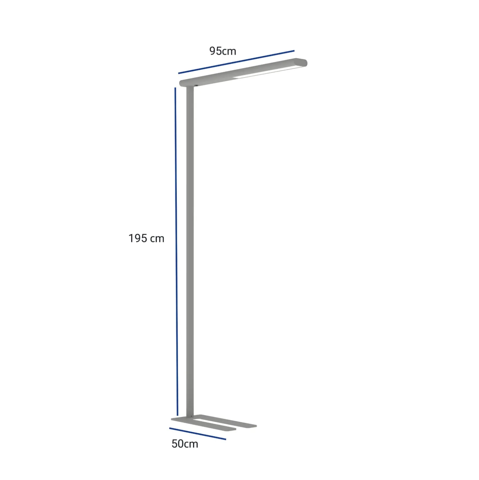Toimiston LED-lattiavalaisin MAULjet, hopeanvärinen, korkeus 195 cm