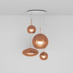 Tom Dixon Copper Range Round-riippuvalo, 4 lamppua