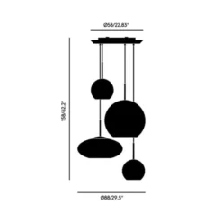 Tom Dixon Copper Range Round-riippuvalo, 4 lamppua