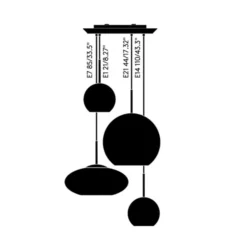 Tom Dixon Copper Range Round-riippuvalo, 4 lamppua