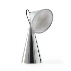 Tom Dixon LED-akkukäyttöinen pöytälamppu Pose, hopeanvärinen, korkeus 25 cm