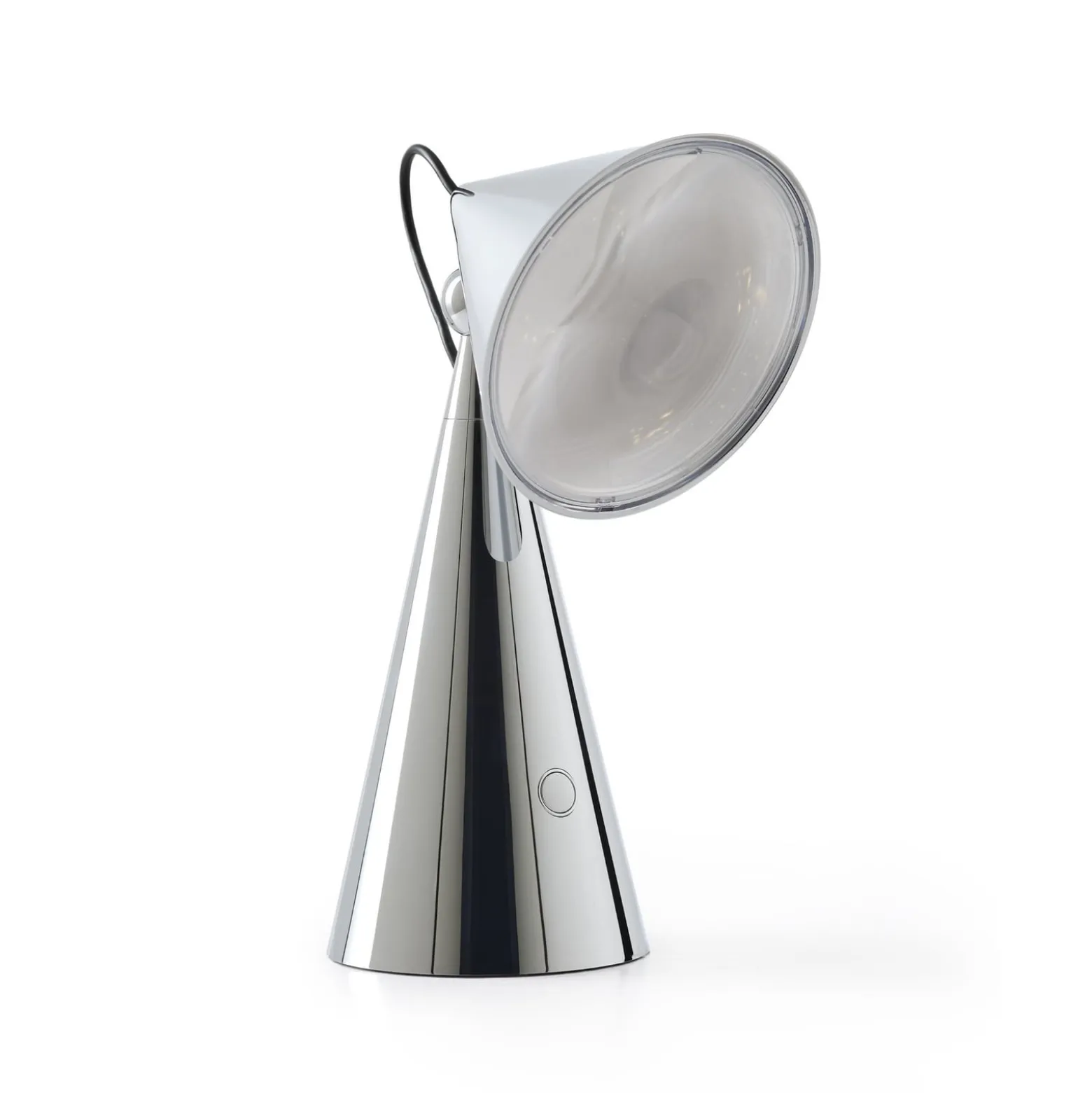 Tom Dixon LED-akkukäyttöinen pöytälamppu Pose, hopeanvärinen, korkeus 25 cm