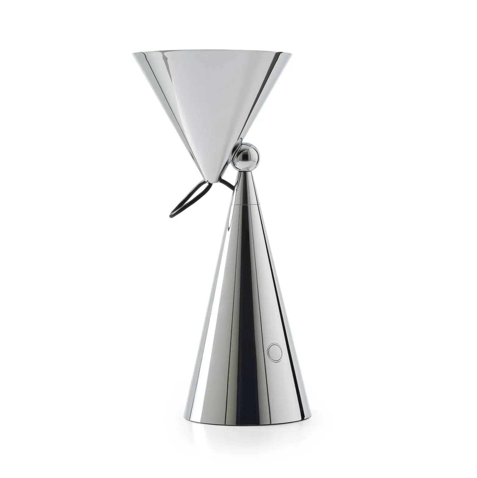 Tom Dixon LED-akkukäyttöinen pöytälamppu Pose, hopeanvärinen, korkeus 25 cm
