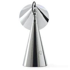 Tom Dixon LED-akkukäyttöinen pöytälamppu Pose, hopeanvärinen, korkeus 25 cm