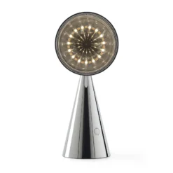 Tom Dixon LED-akkukäyttöinen pöytälamppu Pose, hopeanvärinen, korkeus 25 cm