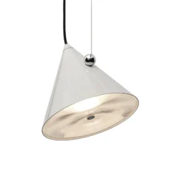 Tom Dixon LED-riippuvalo Pose, harmaa-beige, Ø 25 cm teräs dim