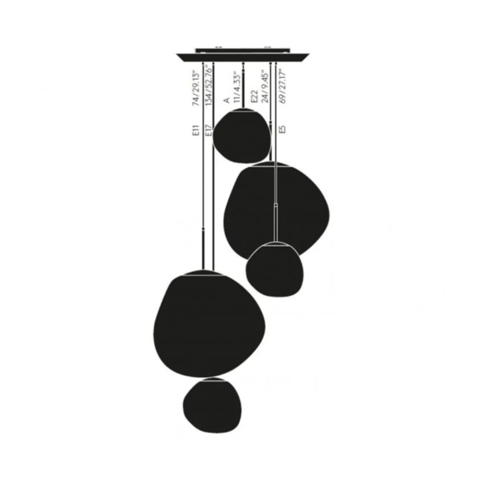 Tom Dixon riippuvalo Melt Large Round, Ø 95 cm, kromi