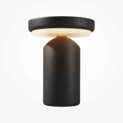 Topo-LED-akkukäyttöinen pöytälamppu, musta, korkeus 20 cm, metallinen himmennin