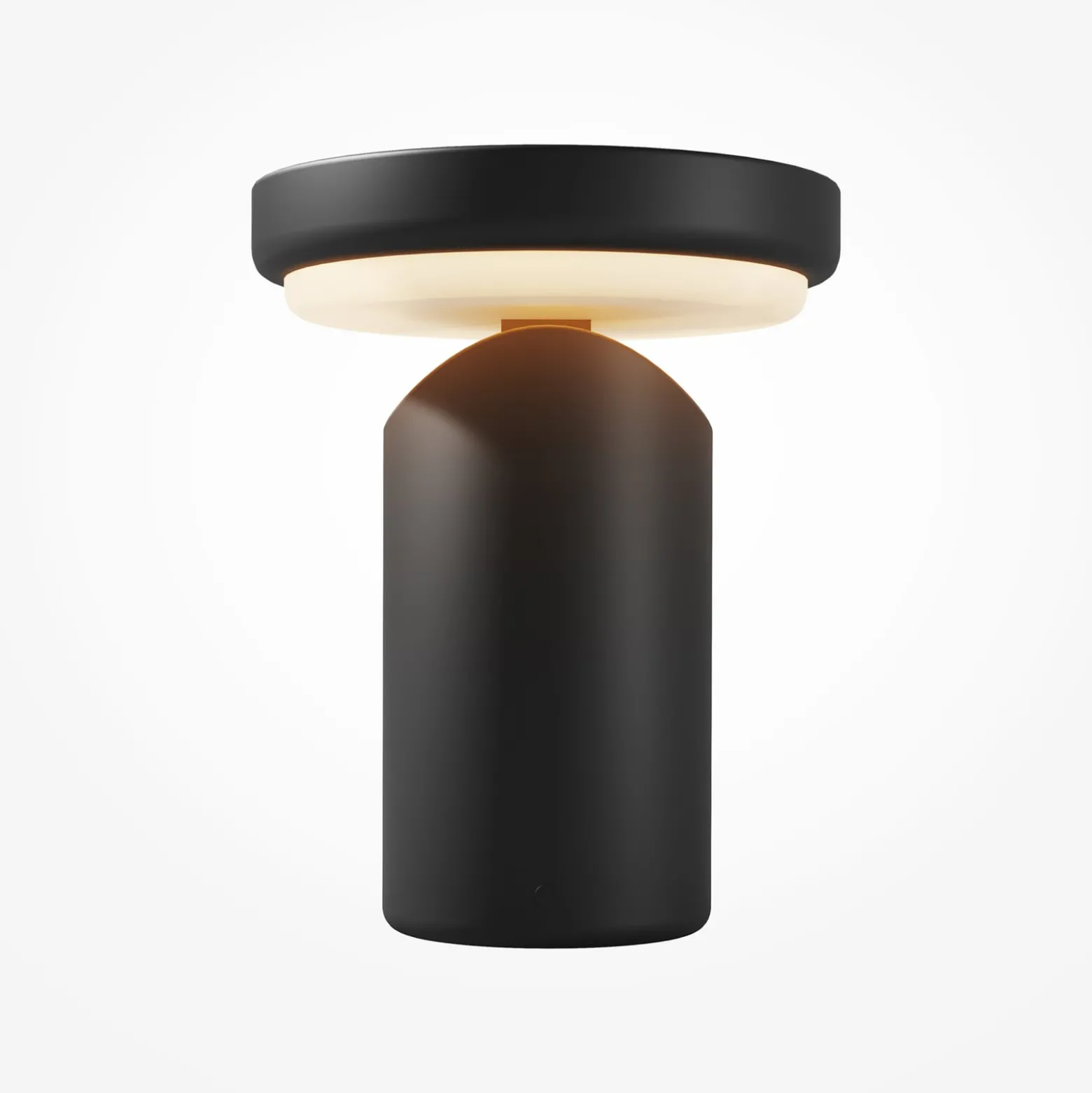 Topo-LED-akkukäyttöinen pöytälamppu, musta, korkeus 20 cm, metallinen himmennin
