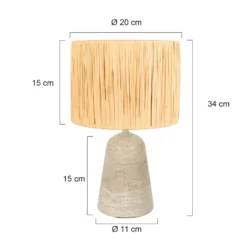 Travino-pöytävalaisin, korkeus 34 cm, travertiini, meriruoko, E27