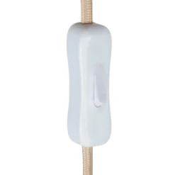 Travino-pöytävalaisin, korkeus 34 cm, travertiini, pellava, E27