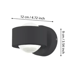 Treviolo-LED-ulkoseinälamppu, musta, ulkonema 12 cm, 2-lamppuinen