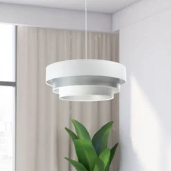 Triniti-riippuvalaisin, valkoinen/hopea, Ø 60 cm, tekstiili