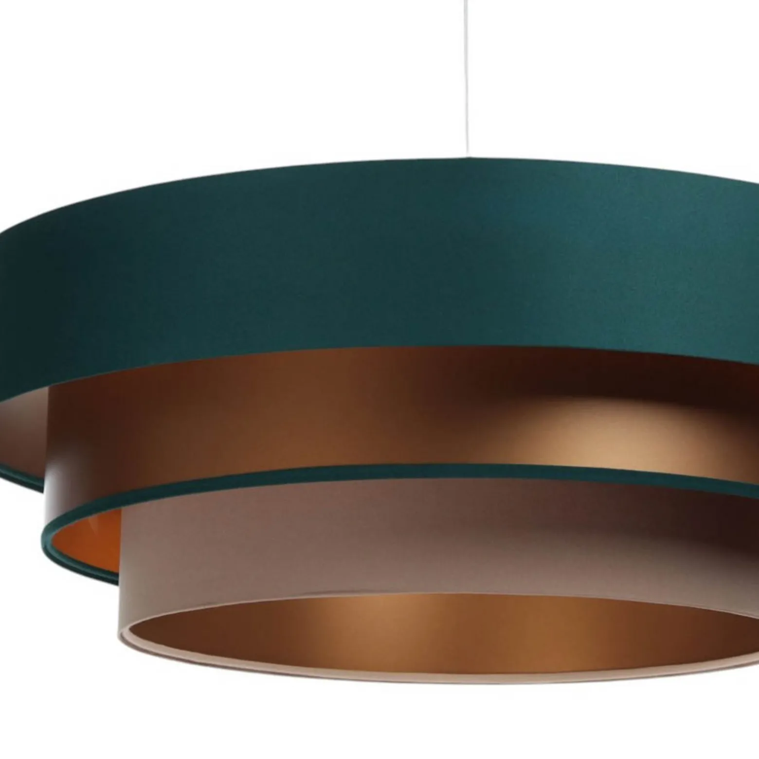 Triniti-riippuvalaisin, vihreä/beige/kupari, Ø 60 cm, tekstiili