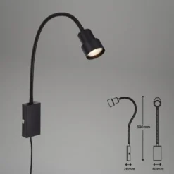Tusi-LED-seinävalaisin, säätövarsi, musta