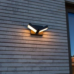 TWISTO-LED-ulkoseinävalaisin, tummanharmaa, leveys 15 cm, IP65