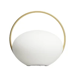 UMAGE LED-akkukäyttöinen pöytävalaisin Orbit, valkoinen/messinki, IP44, CCT