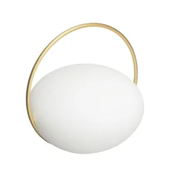 UMAGE LED-akkukäyttöinen pöytävalaisin Orbit, valkoinen/messinki, IP44, CCT