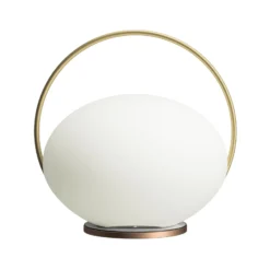 UMAGE LED-akkukäyttöinen pöytävalaisin Orbit, valkoinen/messinki, IP44, CCT