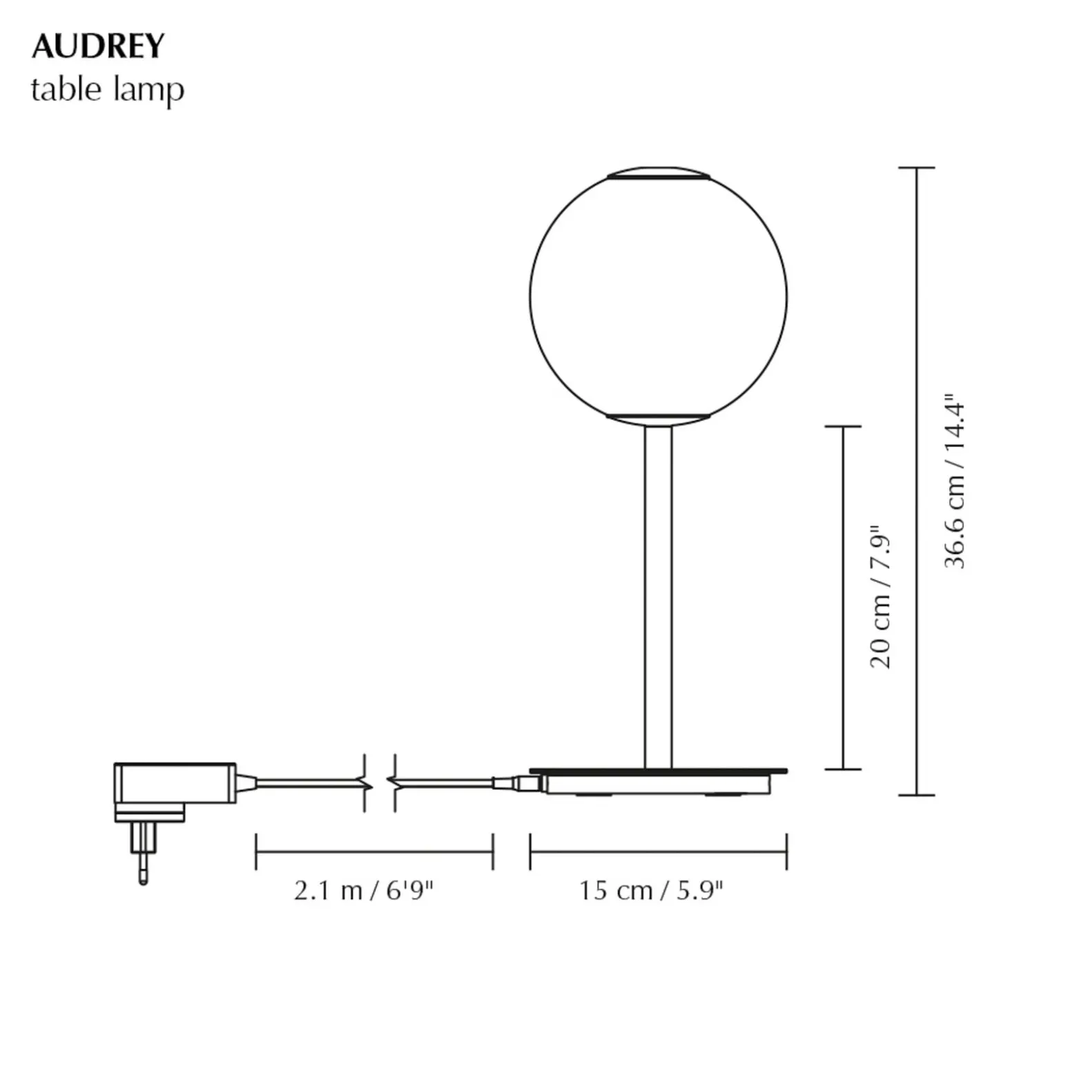 UMAGE LED-pöytävalaisin Audrey, teräksenvärinen, korkeus 37 cm