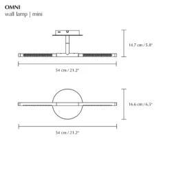UMAGE LED-seinävalaisin Omni, teräksenvärinen, leveys 54 cm, 2-lamppuinen.
