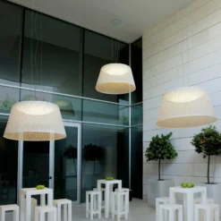 Vibia LED-riippuvalaisin ulos, beige, 64 x 120 cm, 927