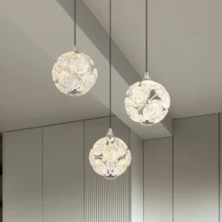 Virina LED-riippuvalaisin, Ø 42 cm, läpinäkyvä, kristalli, 3-lamppuinen