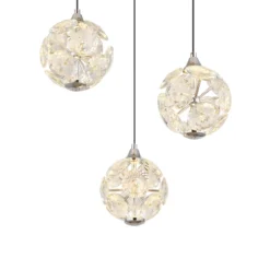 Virina LED-riippuvalaisin, Ø 42 cm, läpinäkyvä, kristalli, 3-lamppuinen